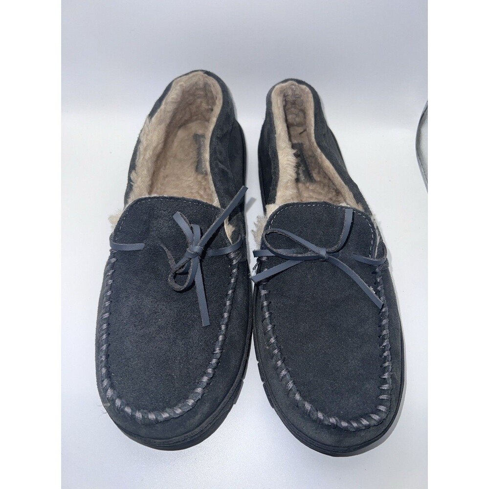 Eddie Bauer Cordova Slippers Mens Sz L 9.5-10.5 Grey Suede Warm Cabin Cozy Gorp - Picture 7 of 11
